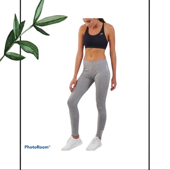 Gym Shark Ark Jersey Charcoal Marl Leggings - Picture 1 of 11